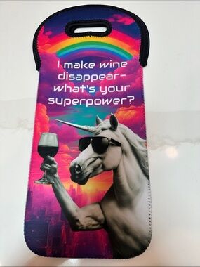Unicorn Wine Bottle Tote - Pink Rainbow Design